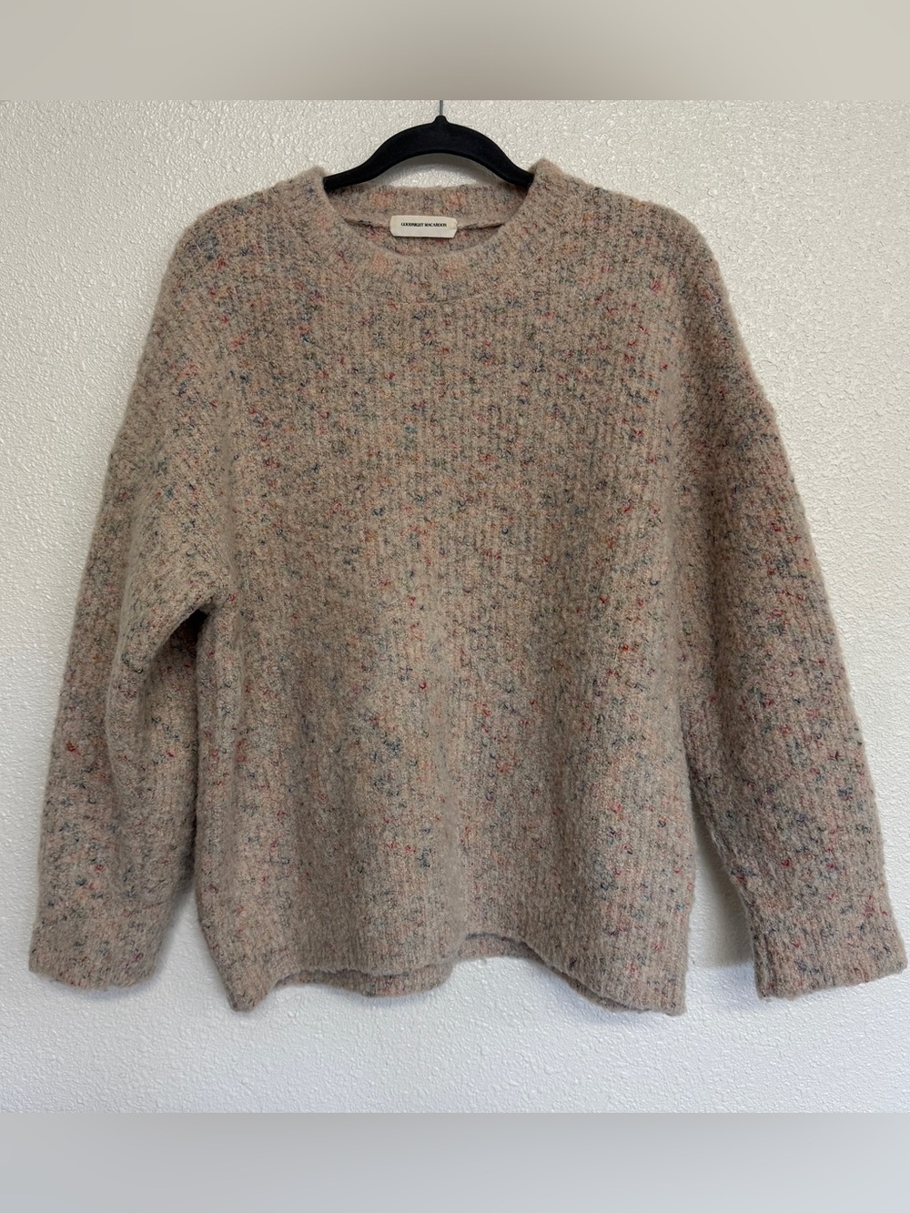 Goodnight Macaroon Size S Beige Confetti Speckled Crew Knit Sweater Oversized